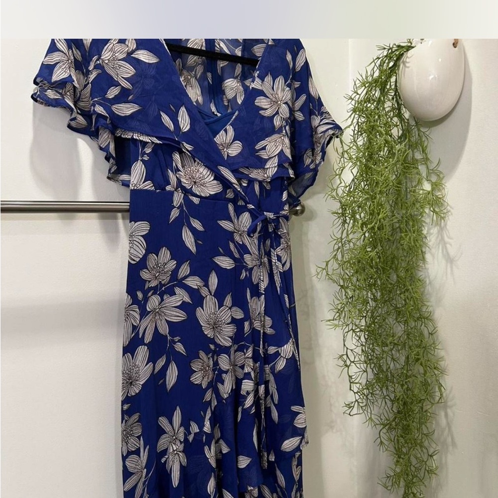 Calvin Klein Blue Floral High Low Dress